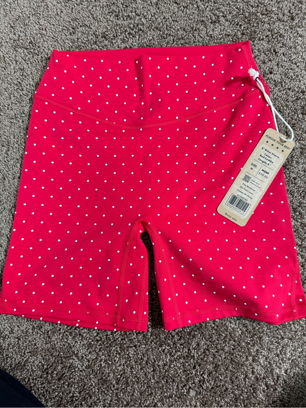 NWT ACTA Red Polka Dot Set - L Base Bra & M Biker Shorts - Picture 2 of 6